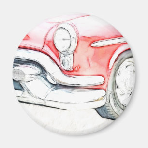 Röd klassikerbil magnet