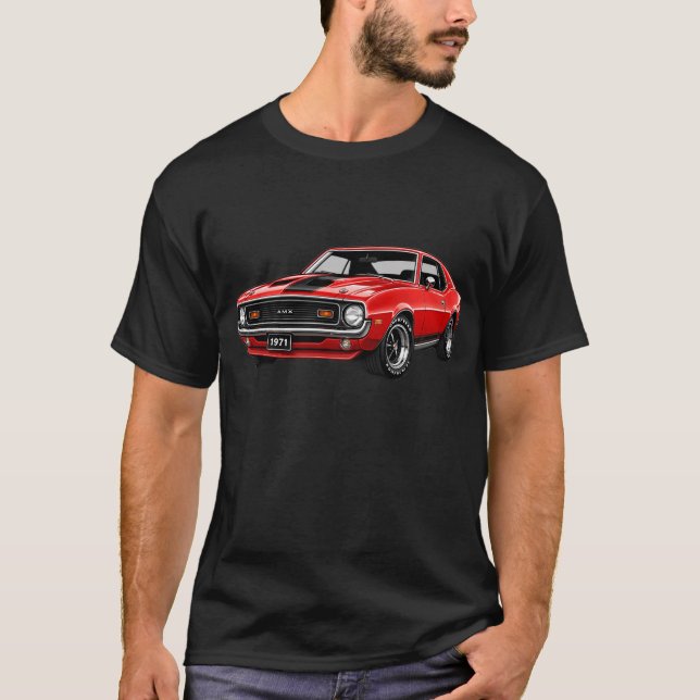 Röd Klassisk Bil AMC Grafisk T-Shirt (Framsida)