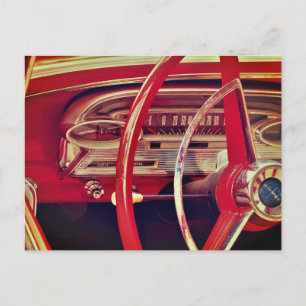 Röd Klassisk Bil Vintage Fordonsinstrumentpanel De Vykort