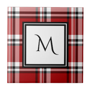 Röd klassisk monogram keramiskt plattor kakelplatta