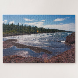 Röd klippa strandlinje – Lake Superior, U.P. Pussel