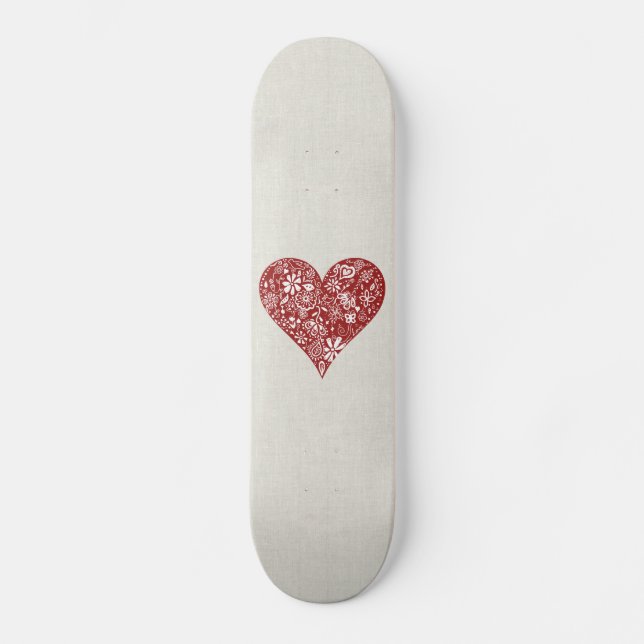 Röd klotterhjärta skateboard bräda 21,5 cm (Framsida)