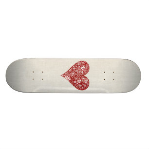 Röd klotterhjärta skateboard bräda 21,5 cm