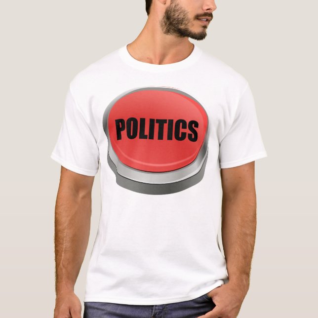 Röd knapp - Politik T Shirt (Framsida)