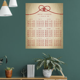 Röd knölplatta Dubbla: Bröllop sittdiagram Poster