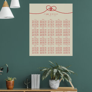 Röd knölplatta Dubbla: Bröllop sittdiagram Poster