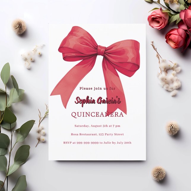 Röd knölvit Quinceanera Inbjudningar (Skapare uppladdad)