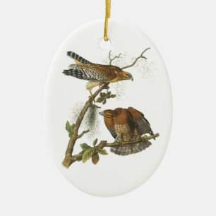Röd-knuffad hök vid Audubon Julgransprydnad Keramik