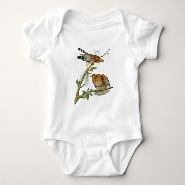 Röd-knuffade hökJohn Audubon fåglar av Amerika T Shirt (Framsida)