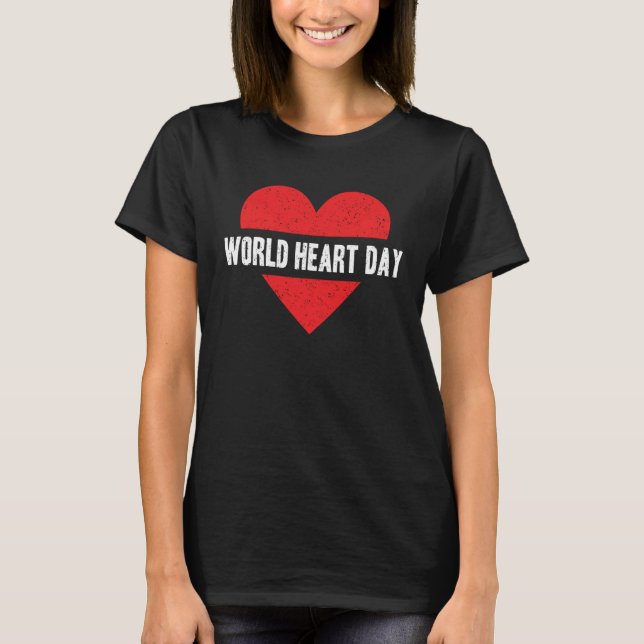 Röd knut i hjärtdagen (World Heart Day Red Cute He T Shirt (Framsida)