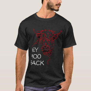 Röd ko tjur kontur Mu tillbaka på rygg T Shirt