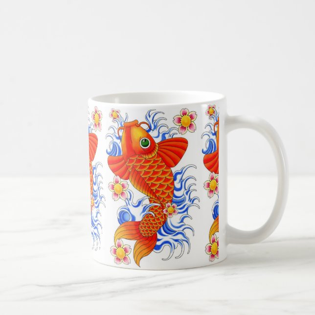 RÖD KOI-FISKDESIGN KAFFEMUGG (Höger)