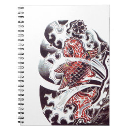 Röd Koi-tatuering Design Anteckningsbok Med Spiral