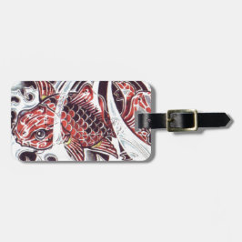 Röd Koi-tatuering Design Bagagebricka