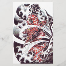 Röd Koi-tatuering Design