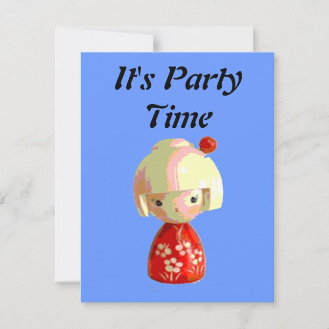 Röd kokeshi inbjudningar (Framsida)