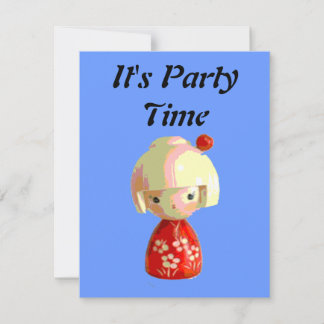 Röd kokeshi inbjudningar