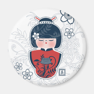 röd kokeshimarinvit magnet