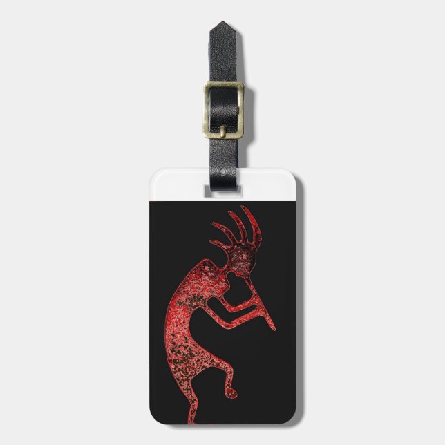 röd kokopelli på svart bakgrund bagagebricka (Vertikal Framsida)