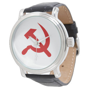 Röd kommunism bultar och skäran armbandsur