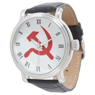 Röd kommunism bultar och skäran armbandsur