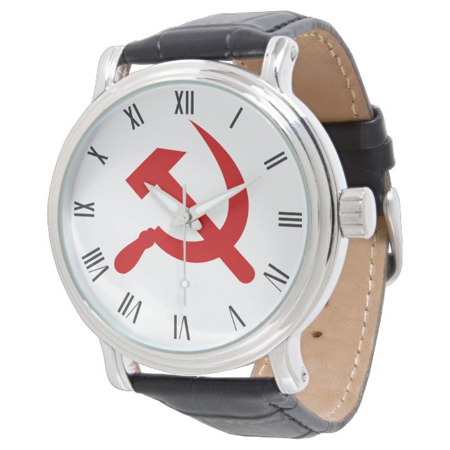 Röd kommunism hämmar och avskyr armbandsur (Vinklad)