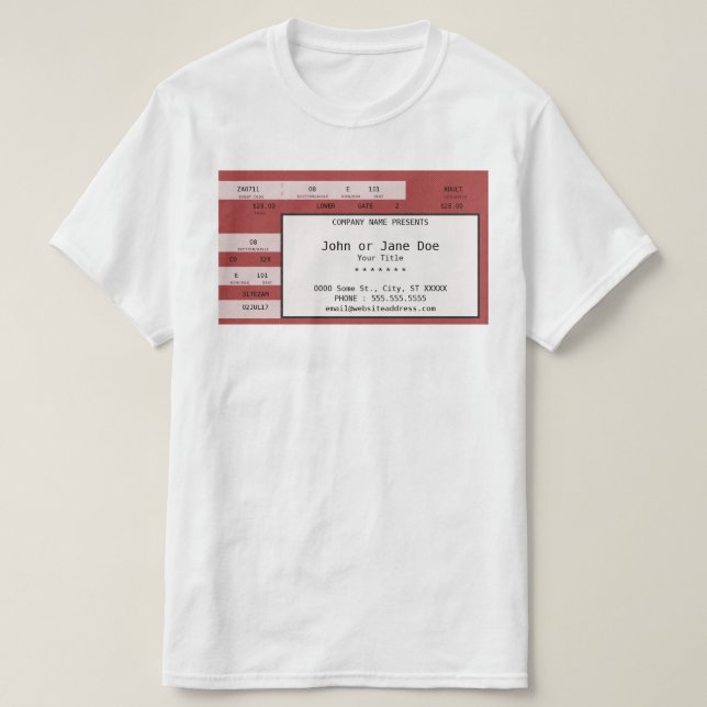röd konsertbiljett t shirt (Design framsida)