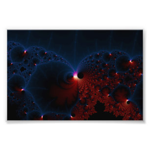 Röd konst för blåttcellFractal Fototryck