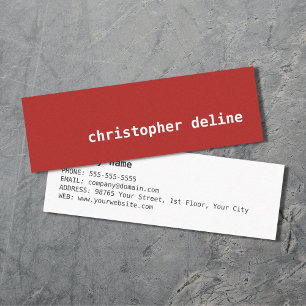 Röd konsulent för modern enkel elegant struktur mini visitkort