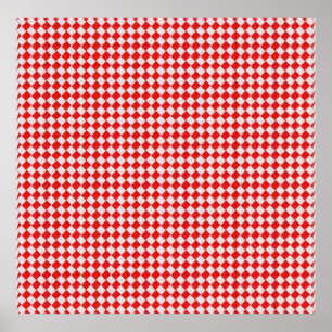 Röd kontrollerad Picnic Tablecloth-bakgrund Poster