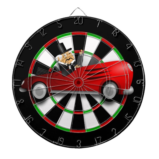 Röd konvertibel sportbil darttavla (Framsidan)