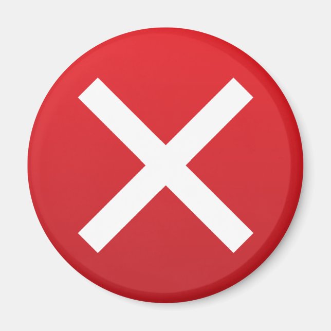 Röd Kor nr X felaktig symbol Magnet (Framsidan)