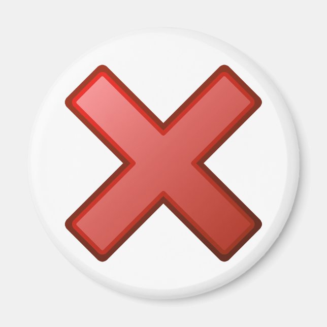 Röd Kor nr X felaktig symbol Magnet (Framsidan)