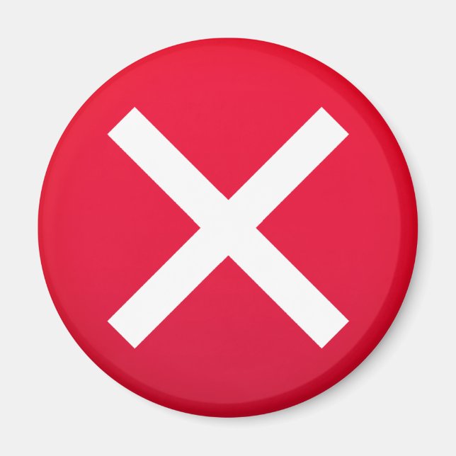Röd Kor nr X felaktig symbol Magnet (Framsidan)