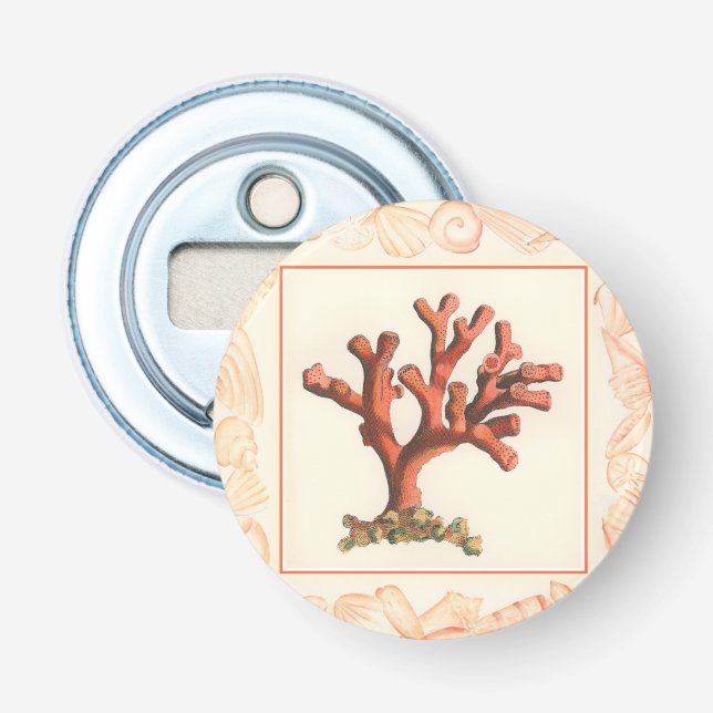 Röd korall med Conch Snäcka Gräns Flasköppnare (Framsidan)