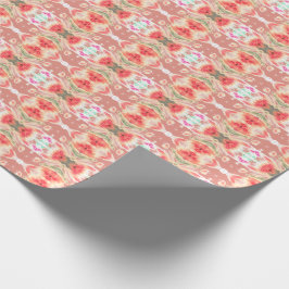 Röd korall, mönstrad utsvällning Papper Presentpapper