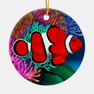 Röd korallrevClownfish prydnad Julgransprydnad Keramik