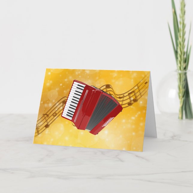Röd kordion på Musik noter Kort (Framsida)