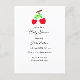 röd körsbär grön slinga lägg till QR baby shower Meddelande Vykort