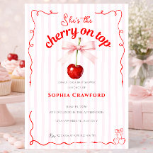 Röd körsbär på rosa rosett körsbär baby shower