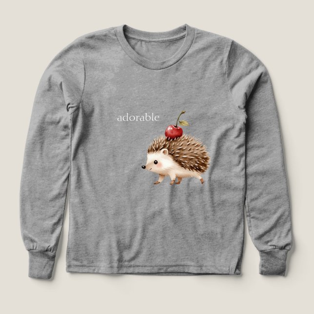 Röd körsbär Söt Igelkott T Shirt (Design framsida)
