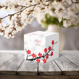 Röd körsbärsblomstemat bröllop presentaskar