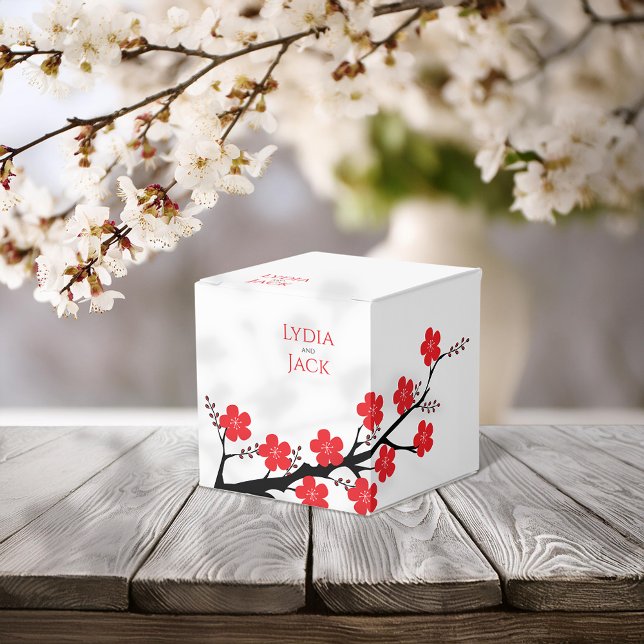 Röd körsbärsblomstemat bröllop presentaskar (Skapare uppladdad)