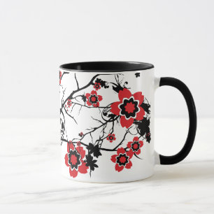 Röd körsbärsröd blommarSakura design Mugg