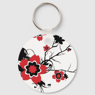 Röd körsbärsröd blommarSakura design Nyckelring