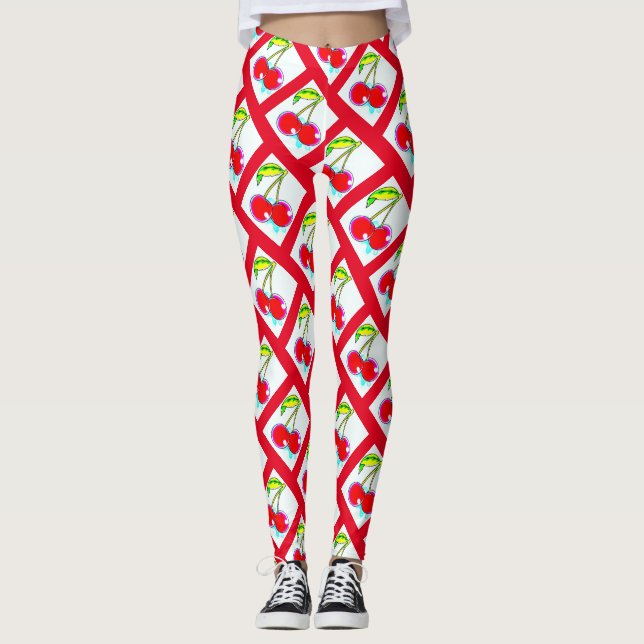 Röd körsbärvit Thunder_Cove Leggings (Framsida)
