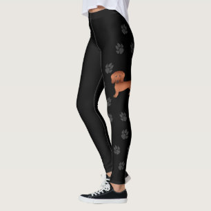 Röd korthårig Dachshund Söt Tecknad Hund & Tassar Leggings