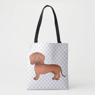 Röd korthårig Dachshund Söt Tecknad Hund & Tassar Tygkasse