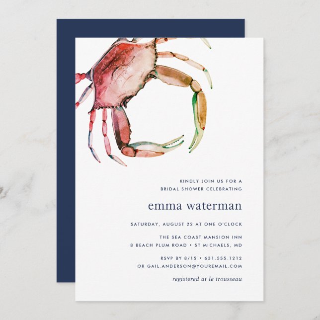 Röd krabb Bröllopsfest Invitation Inbjudningar (Fram/baksida)