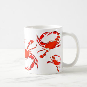 Röd krabbaparad kaffemugg